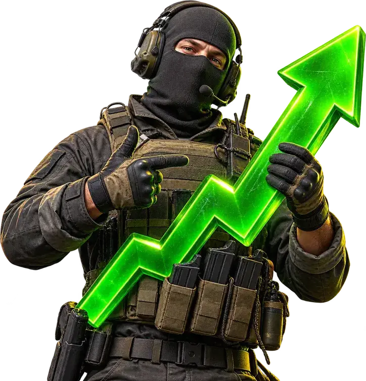 CS2 operator holding a rising rewards arrow