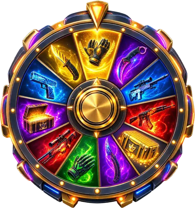 Reward wheel showing possible CS2 case prizes