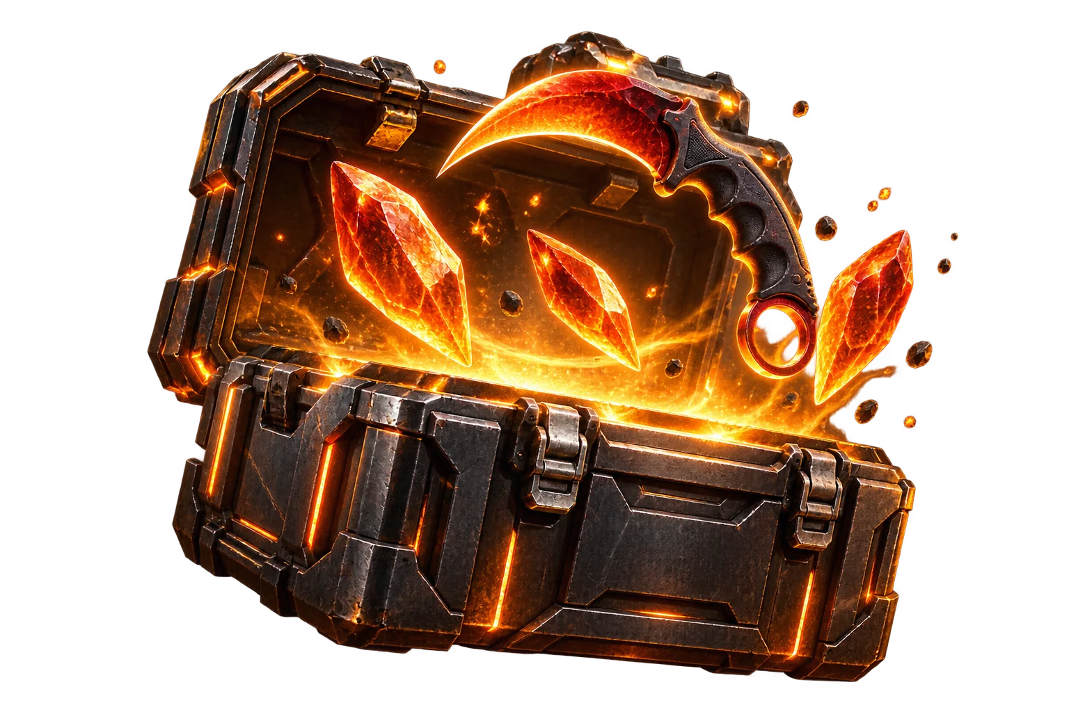 Ember-lit case and collectible blade for the Hellcase code guide